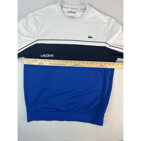 Lacoste Sport Colorblock Sweatshirt Navy White Black L Logo Crewneck Pullover - Picture 6 of 8